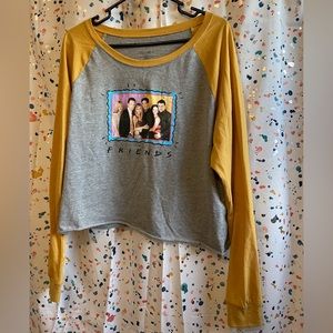 NWT yellow and grey Friends long sleeve crop top